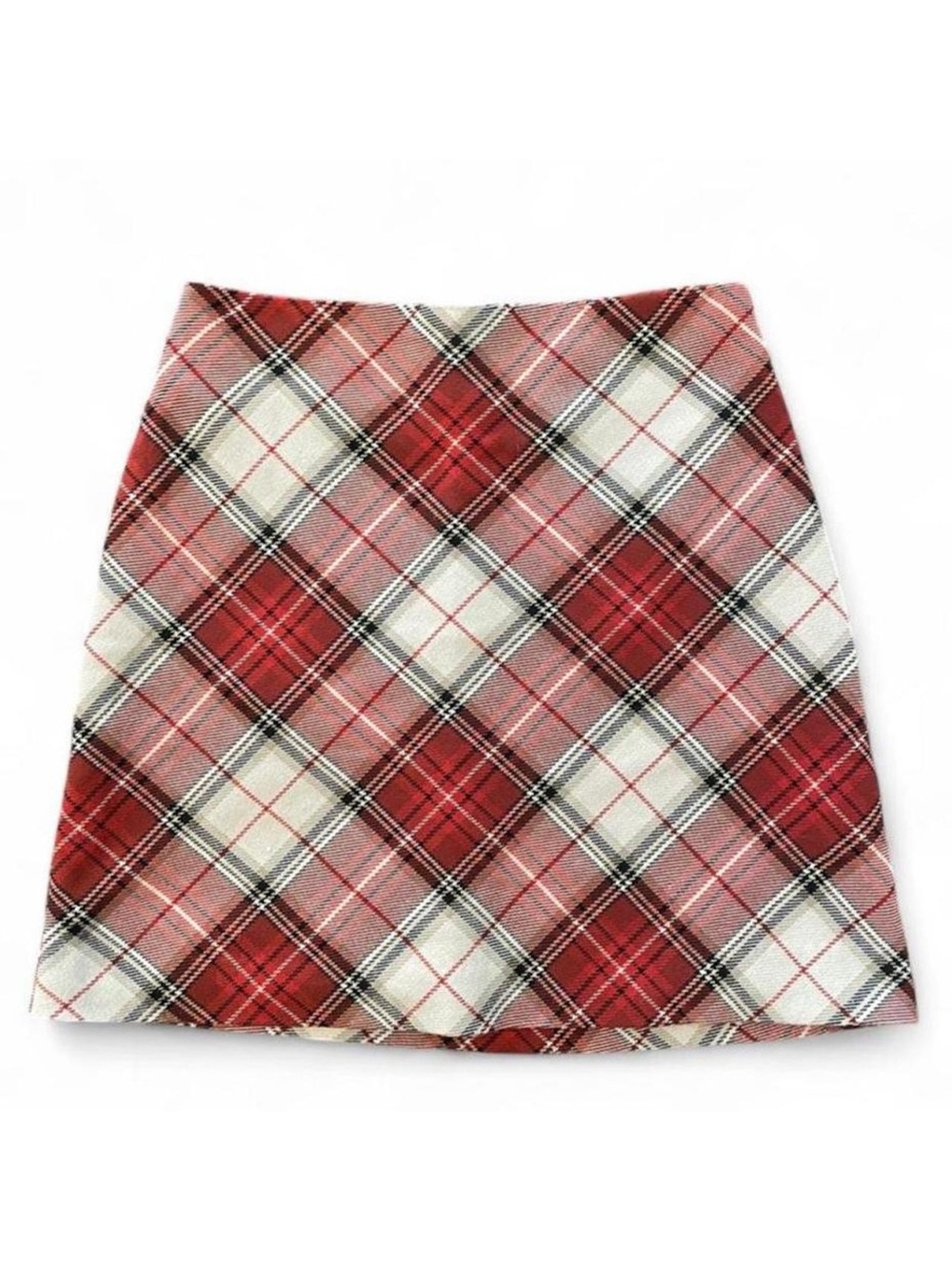 H&M Red White and Black Plaid Mini Skirt